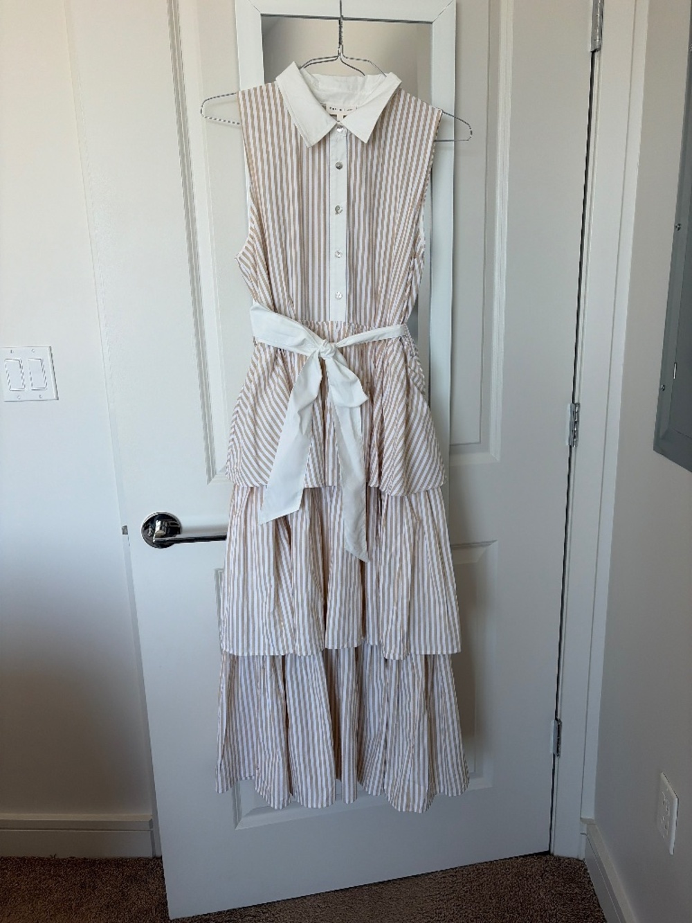 Entro Striped Tiered Dress